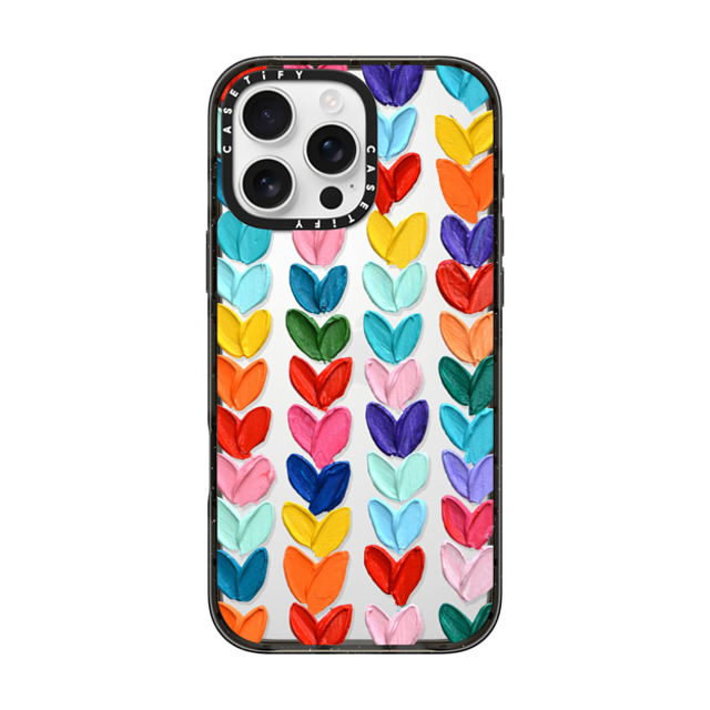 Ann Marie Coolick x CASETiFY iPhone 16 Pro Max ケース ブラック インパクトケース Clear Polka Daub Hearts