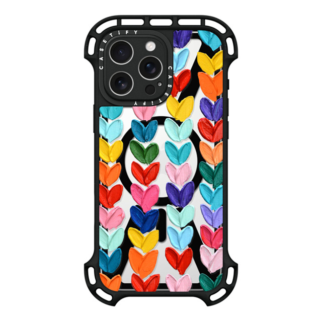 Ann Marie Coolick x CASETiFY iPhone 16 Pro Max ケース ブラック ウルトラ バウンスケース MagSafe対応 Clear Polka Daub Hearts