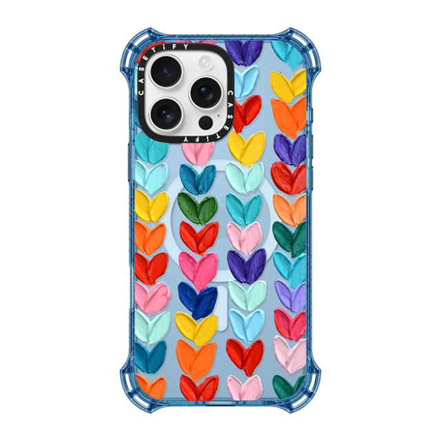 Ann Marie Coolick x CASETiFY iPhone 16 Pro Max ケース Heart,Love ベイビーブルー バウンスケース Clear Polka Daub Hearts
