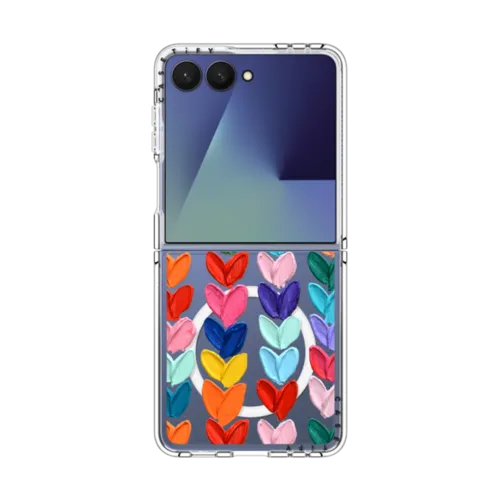 Galaxy Z Flip7 - Clear Polka Daub Hearts