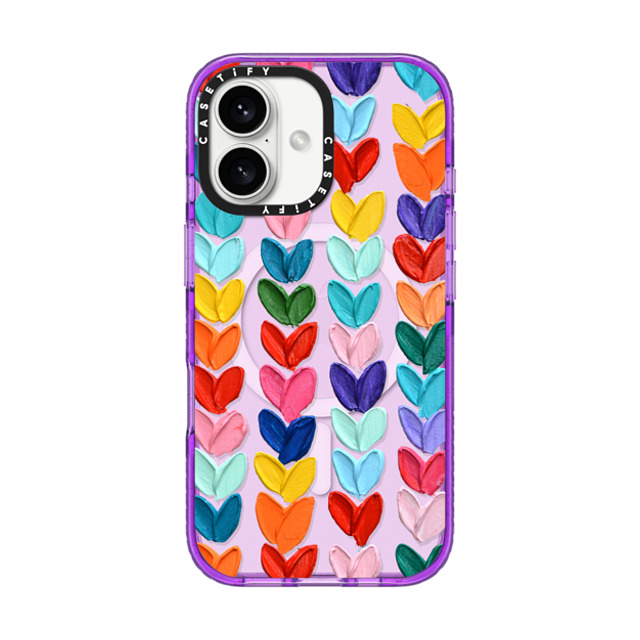 Ann Marie Coolick x CASETiFY iPhone 16 ケース パープル インパクトケース MagSafe対応 Clear Polka Daub Hearts