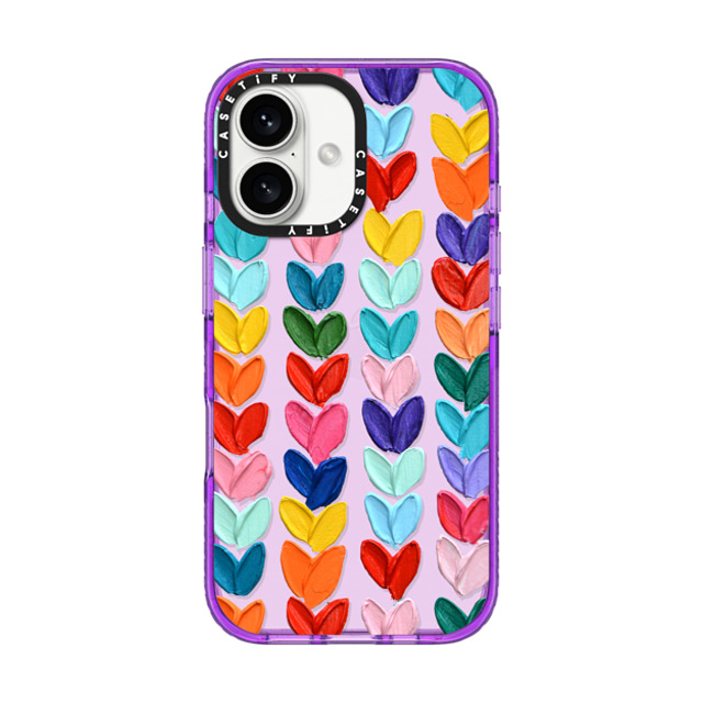 Ann Marie Coolick x CASETiFY iPhone 16 ケース パープル インパクトケース Clear Polka Daub Hearts