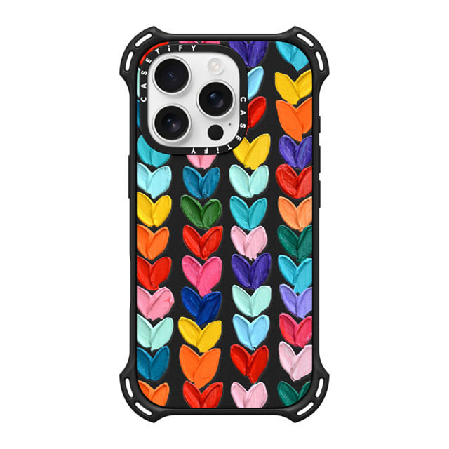 Ann Marie Coolick x CASETiFY iPhone 16 Pro ケース マットブラック バウンスケース Clear Polka Daub Hearts