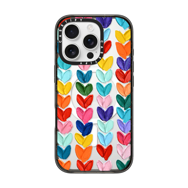 Ann Marie Coolick x CASETiFY iPhone 16 Pro ケース ブラック インパクトケース MagSafe対応 Clear Polka Daub Hearts