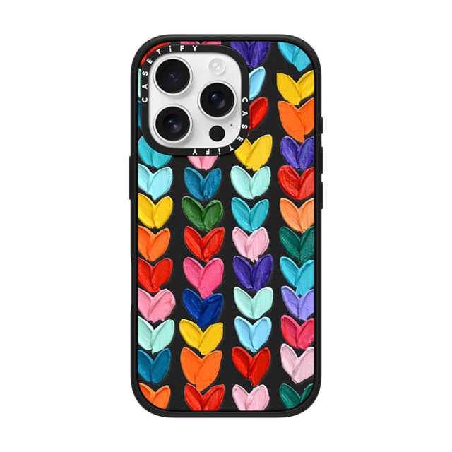 Ann Marie Coolick x CASETiFY iPhone 16 Pro ケース マットブラック インパクトケース MagSafe対応 Clear Polka Daub Hearts