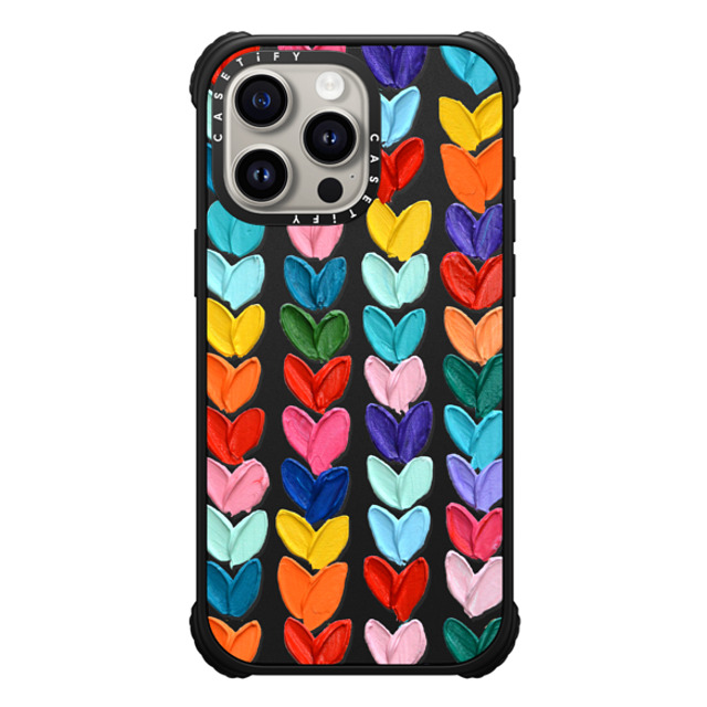 Ann Marie Coolick x CASETiFY iPhone 15 Pro Max ケース マットブラック ウルトラ インパクトケース MagSafe 対応 Clear Polka Daub Hearts