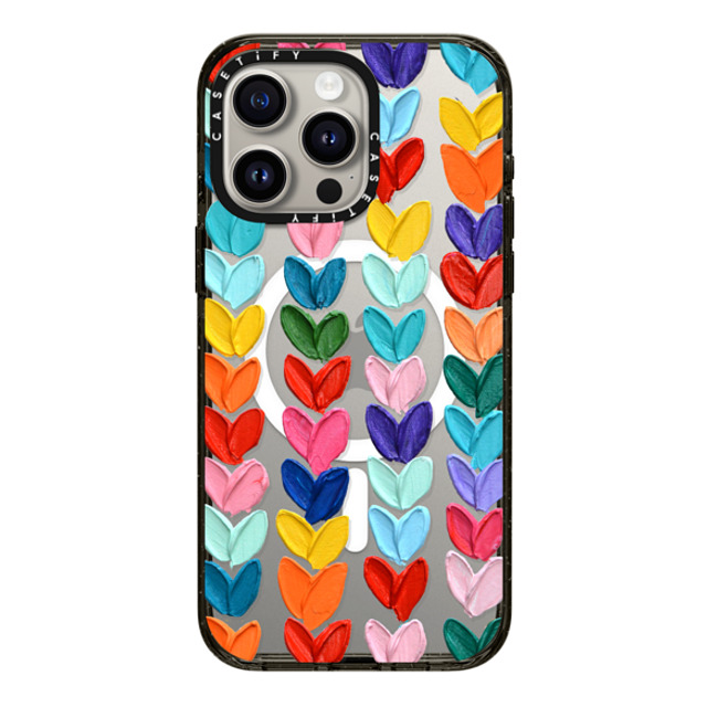 Ann Marie Coolick x CASETiFY iPhone 15 Pro Max ケース ブラック インパクトケース MagSafe対応 Clear Polka Daub Hearts