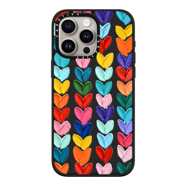 Ann Marie Coolick x CASETiFY iPhone 15 Pro Max ケース マットブラック インパクトケース MagSafe対応 Clear Polka Daub Hearts