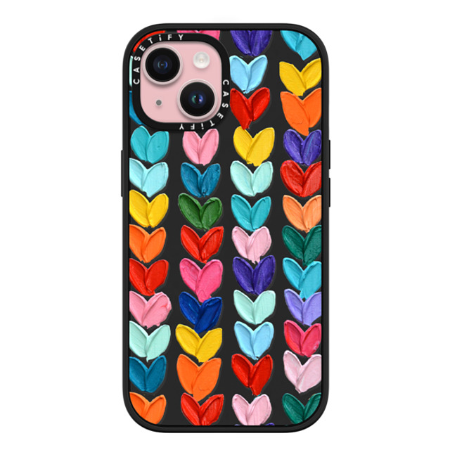 Ann Marie Coolick x CASETiFY iPhone 15 ケース マットブラック インパクトケース MagSafe対応 Clear Polka Daub Hearts