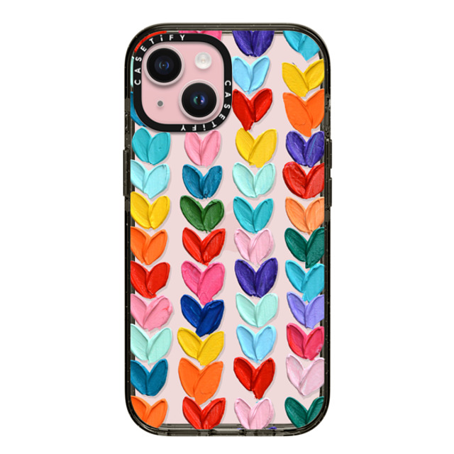 Ann Marie Coolick x CASETiFY iPhone 15 ケース ブラック インパクトケース Clear Polka Daub Hearts