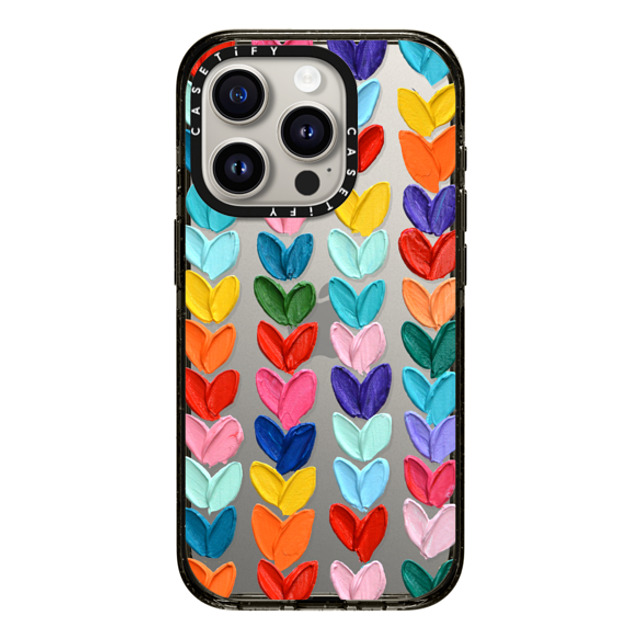 Ann Marie Coolick x CASETiFY iPhone 15 Pro ケース ブラック インパクトケース Clear Polka Daub Hearts