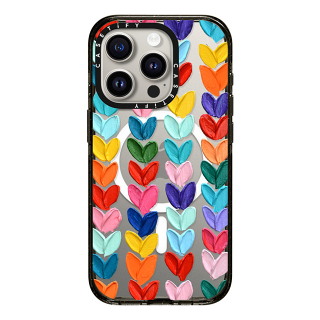 Ann Marie Coolick x CASETiFY iPhone 15 Pro ケース ブラック インパクトケース MagSafe対応 Clear Polka Daub Hearts