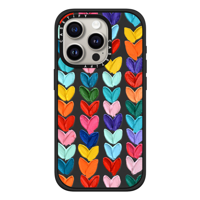 Ann Marie Coolick x CASETiFY iPhone 15 Pro ケース マットブラック インパクトケース MagSafe対応 Clear Polka Daub Hearts