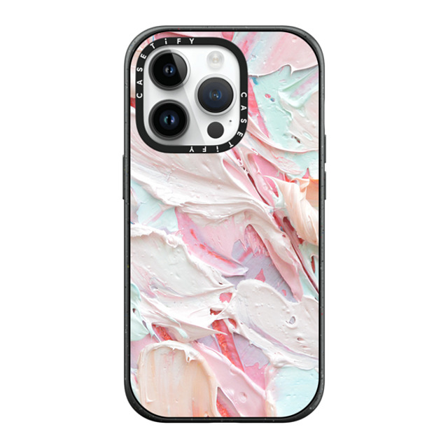 Ann Marie Coolick x CASETiFY iPhone 14 Pro ケース マットブラック インパクトケース MagSafe対応 Pink Floral Frosting