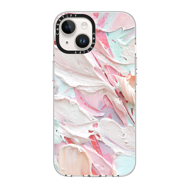 Ann Marie Coolick x CASETiFY iPhone 14 ケース クリア クリア ケース MagSafe対応 Pink Floral Frosting