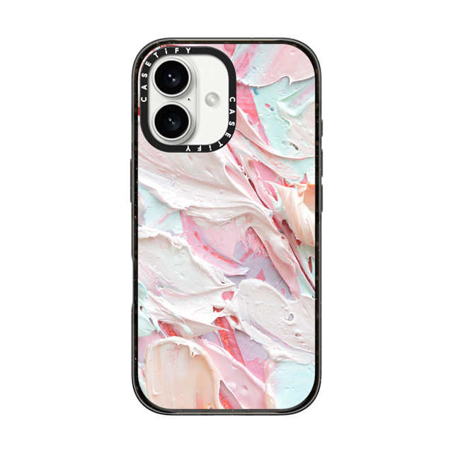 Ann Marie Coolick x CASETiFY iPhone 16 ケース ブラック インパクトケース MagSafe対応 Pink Floral Frosting