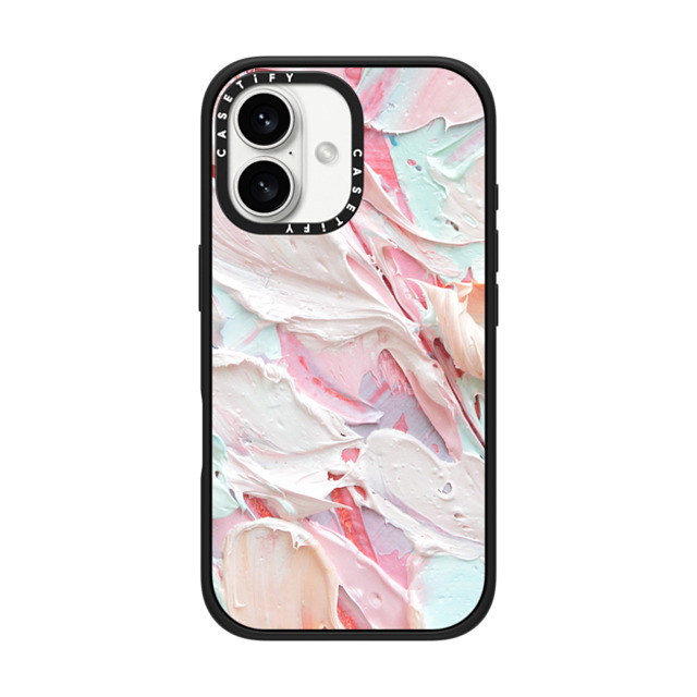 Ann Marie Coolick x CASETiFY iPhone 16 ケース マットブラック インパクトケース MagSafe対応 Pink Floral Frosting