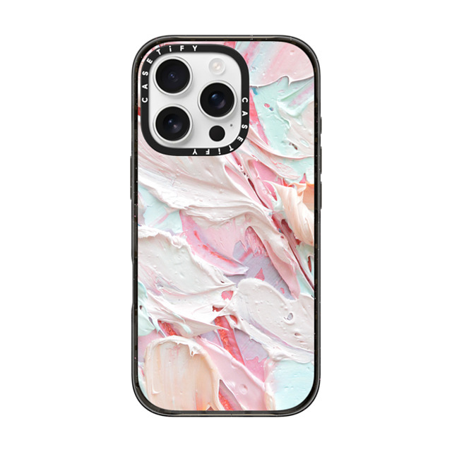 Ann Marie Coolick x CASETiFY iPhone 16 Pro ケース ブラック インパクトケース MagSafe対応 Pink Floral Frosting