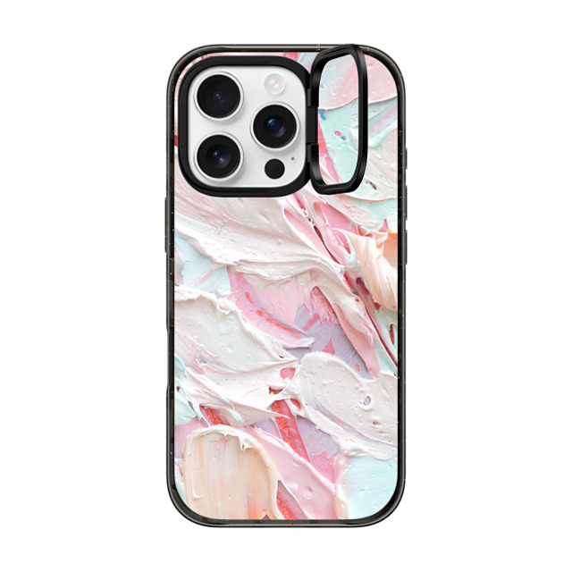 Ann Marie Coolick x CASETiFY iPhone 16 Pro ケース ブラック インパクトリングスタンドケース MagSafe対応 Pink Floral Frosting