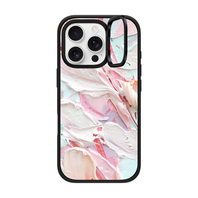 Ann Marie Coolick x CASETiFY iPhone 16 Pro ケース マットブラック インパクトリングスタンドケース MagSafe対応 Pink Floral Frosting