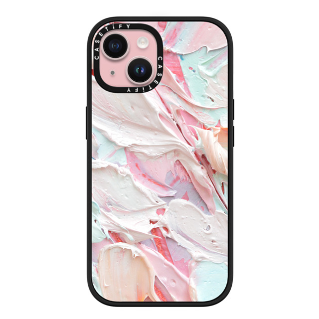 Ann Marie Coolick x CASETiFY iPhone 15 ケース マットブラック インパクトケース MagSafe対応 Pink Floral Frosting