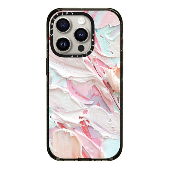 Ann Marie Coolick x CASETiFY iPhone 15 Pro ケース ブラック インパクトケース Pink Floral Frosting