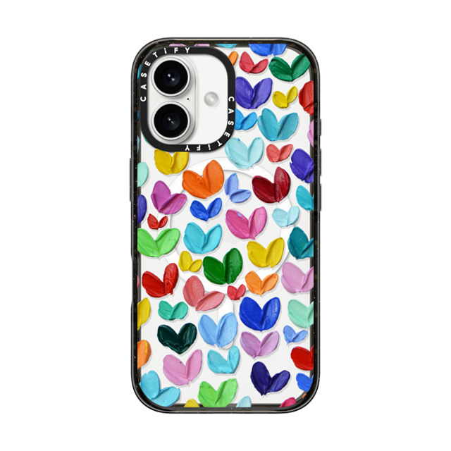 Ann Marie Coolick x CASETiFY iPhone 16 ケース ブラック インパクトケース MagSafe対応 Polka Daub Hearts Confetti