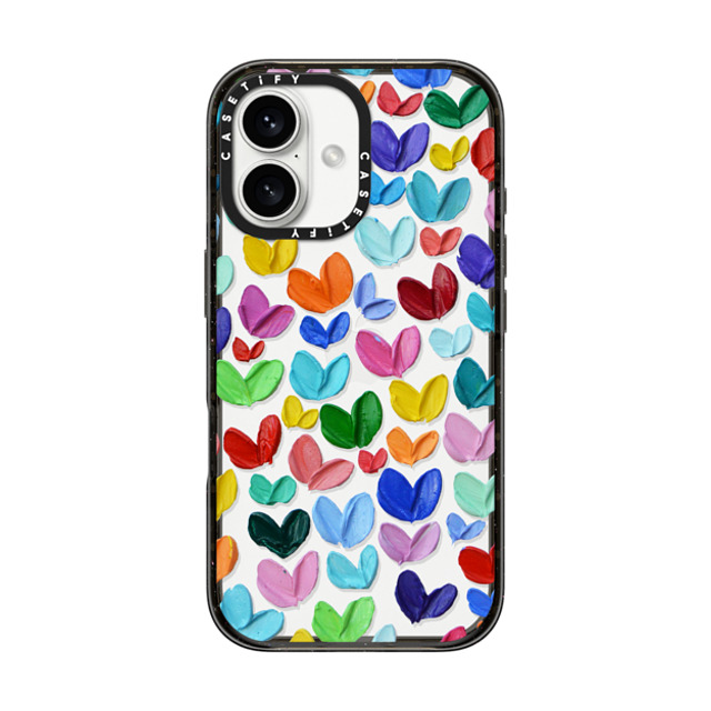 Ann Marie Coolick x CASETiFY iPhone 16 ケース ブラック インパクトケース Polka Daub Hearts Confetti