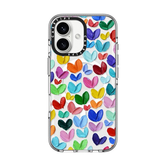Ann Marie Coolick x CASETiFY iPhone 16 ケース クリア クリア ケース MagSafe対応 Polka Daub Hearts Confetti