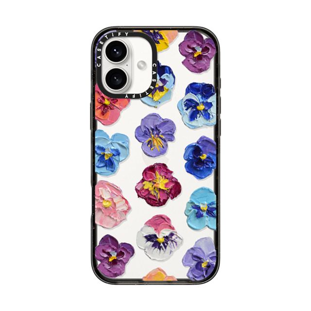 Ann Marie Coolick x CASETiFY iPhone 16 Plus ケース ブラック インパクトケース Summer Pansy Flowers Back to School Ann Marie Coolick x CASETiFY iPhone 16 Plus ケース ブラック インパクトケース Summer Pansy Flowers Back to School