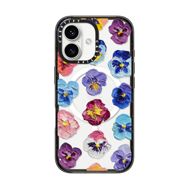 Ann Marie Coolick x CASETiFY iPhone 16 ケース ブラック インパクトケース MagSafe対応 Summer Pansy Flowers