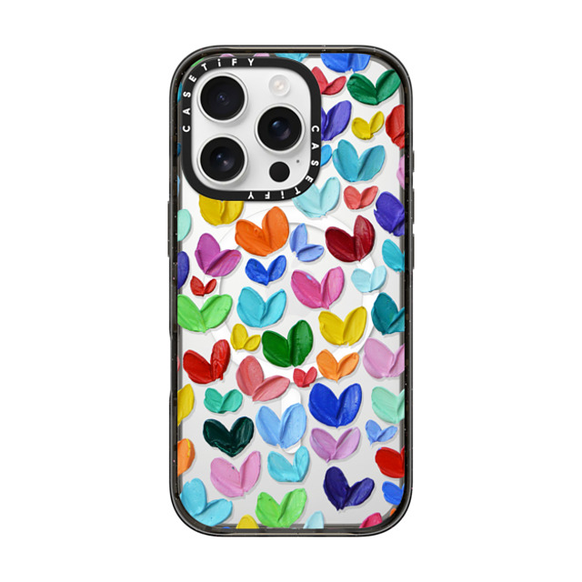 Ann Marie Coolick x CASETiFY iPhone 16 Pro ケース ブラック インパクトケース MagSafe対応 Polka Daub Hearts Confetti