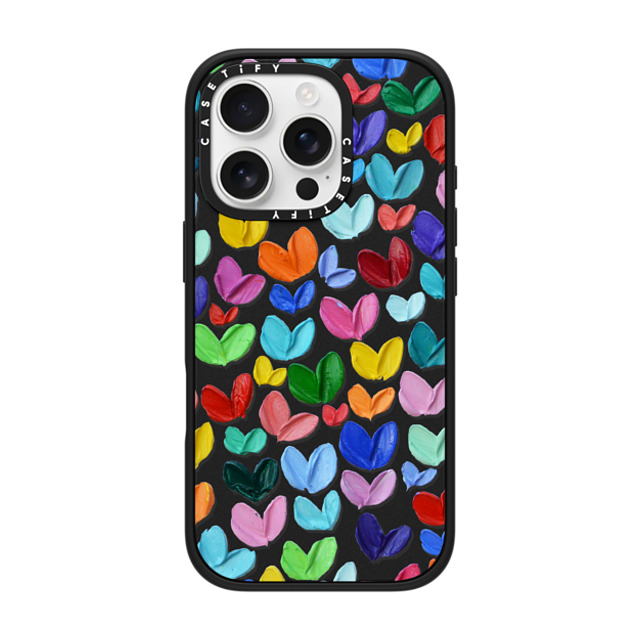 Ann Marie Coolick x CASETiFY iPhone 16 Pro ケース マットブラック インパクトケース MagSafe対応 Polka Daub Hearts Confetti