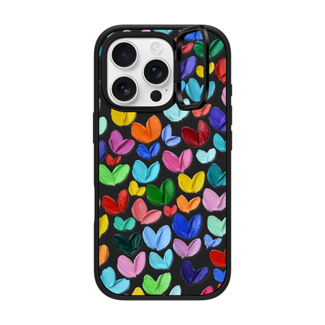 Ann Marie Coolick x CASETiFY iPhone 16 Pro ケース マットブラック インパクトリングスタンドケース MagSafe対応 Polka Daub Hearts Confetti