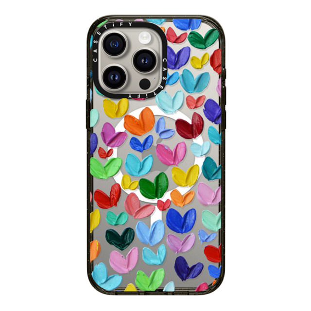 Ann Marie Coolick x CASETiFY iPhone 15 Pro Max ケース ブラック インパクトケース MagSafe対応 Polka Daub Hearts Confetti