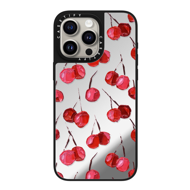 Ann Marie Coolick x CASETiFY iPhone 15 Pro Max ケース Silver on Black ミラーケース MagSafe対応 Bing Cherry