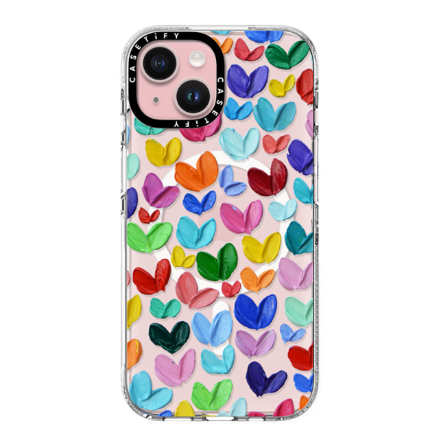 Ann Marie Coolick x CASETiFY iPhone 15 ケース クリア クリア ケース MagSafe対応 Polka Daub Hearts Confetti