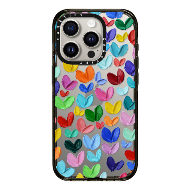 Ann Marie Coolick x CASETiFY iPhone 15 Pro ケース ブラック インパクトケース Polka Daub Hearts Confetti