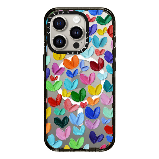 Ann Marie Coolick x CASETiFY iPhone 15 Pro ケース ブラック インパクトケース MagSafe対応 Polka Daub Hearts Confetti