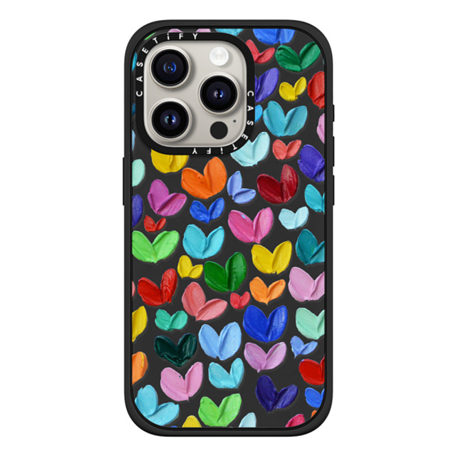 Ann Marie Coolick x CASETiFY iPhone 15 Pro ケース マットブラック インパクトケース MagSafe対応 Polka Daub Hearts Confetti