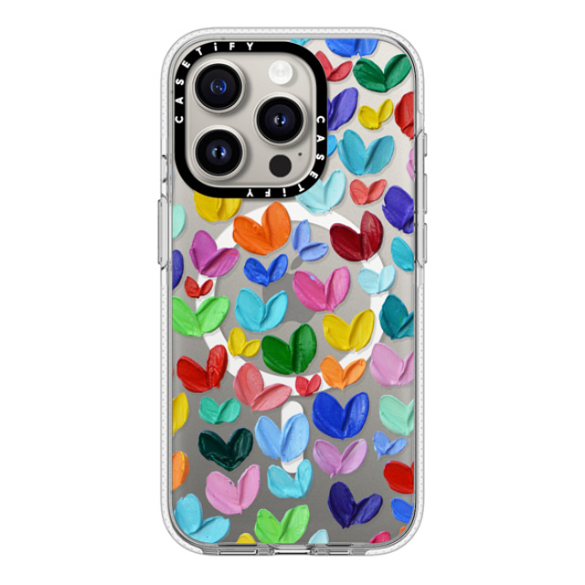 Ann Marie Coolick x CASETiFY iPhone 15 Pro ケース クリア クリア ケース MagSafe対応 Polka Daub Hearts Confetti