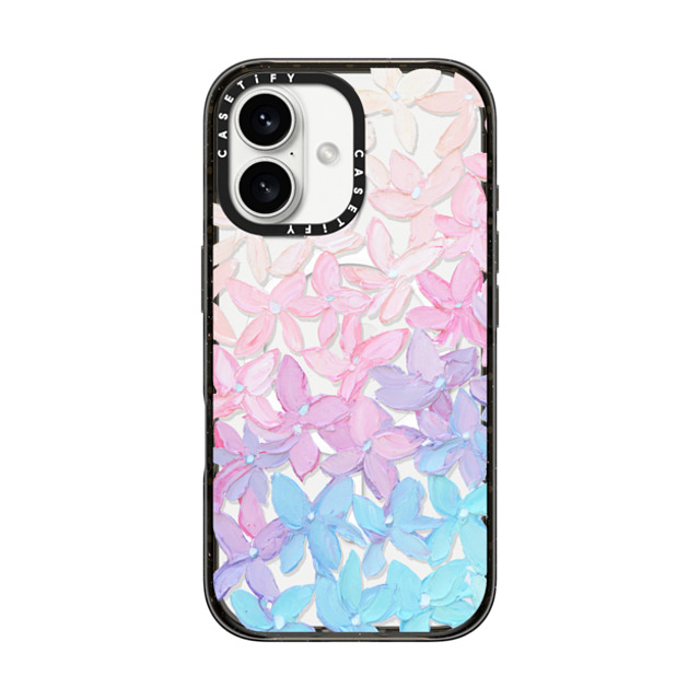 Ann Marie Coolick x CASETiFY iPhone 16 ケース ブラック インパクトケース MagSafe対応 Clear Hydrangea Blooms