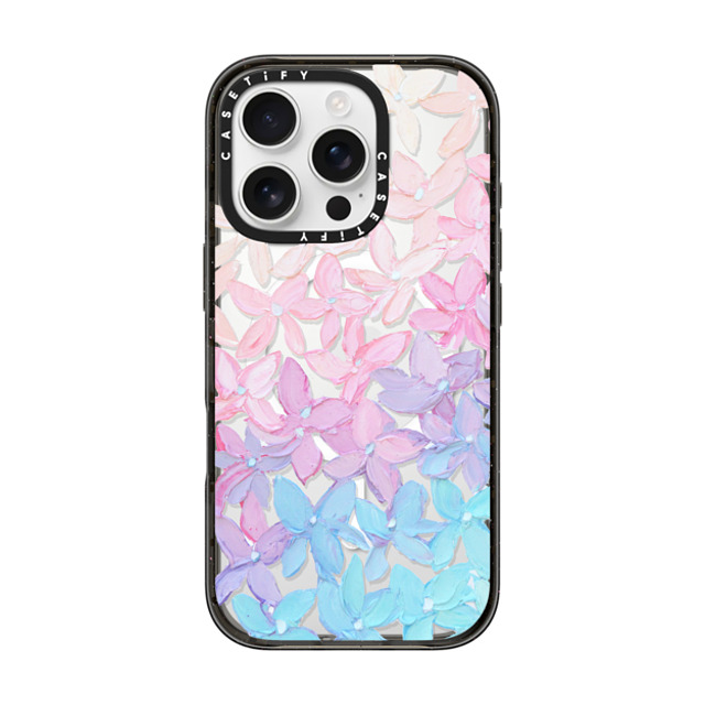 Ann Marie Coolick x CASETiFY iPhone 16 Pro ケース ブラック インパクトケース MagSafe対応 Clear Hydrangea Blooms