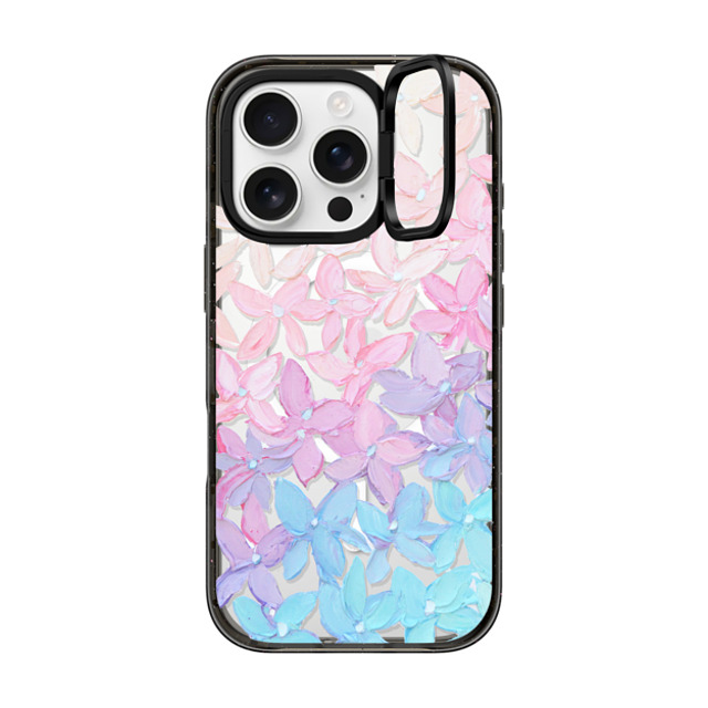 Ann Marie Coolick x CASETiFY iPhone 16 Pro ケース ブラック インパクトリングスタンドケース MagSafe対応 Clear Hydrangea Blooms