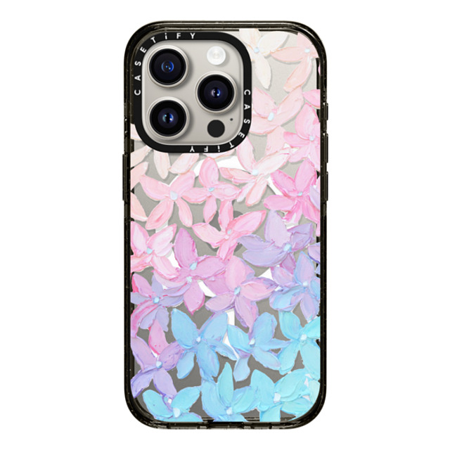 Ann Marie Coolick x CASETiFY iPhone 15 Pro ケース ブラック インパクトケース MagSafe対応 Clear Hydrangea Blooms