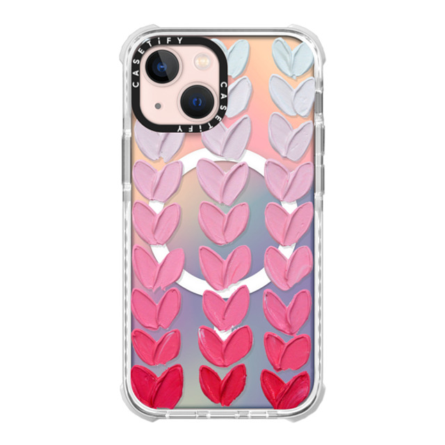 Ann Marie Coolick x CASETiFY iPhone 13 Mini ケース オーロラ (レインボー) ウルトラ インパクトケース MagSafe 対応 Pink Polka Daub Hearts