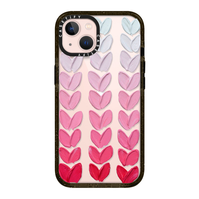 Ann Marie Coolick x CASETiFY iPhone 13 ケース ブラック インパクトケース Pink Polka Daub Hearts