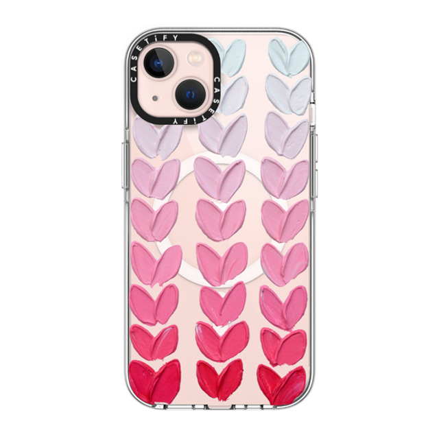 Ann Marie Coolick x CASETiFY iPhone 13 ケース クリア クリア ケース MagSafe対応 Pink Polka Daub Hearts