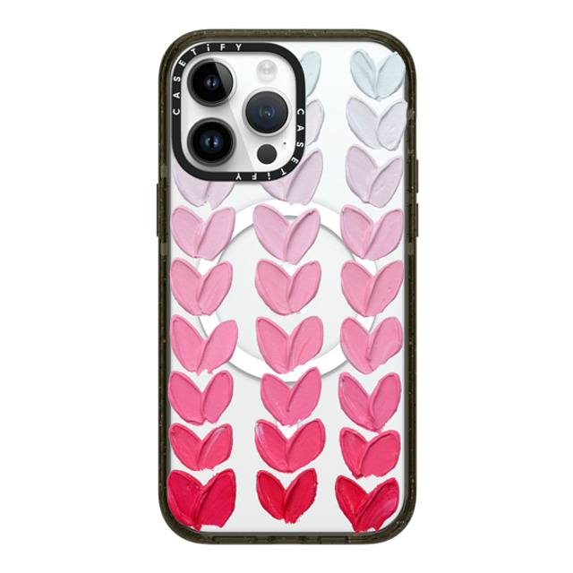 Ann Marie Coolick x CASETiFY iPhone 14 Pro Max ケース ブラック インパクトケース MagSafe対応 Pink Polka Daub Hearts