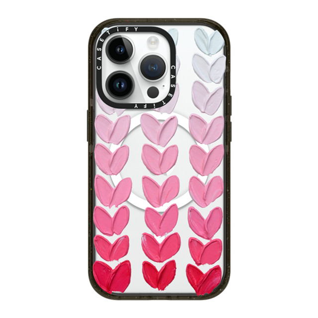 Ann Marie Coolick x CASETiFY iPhone 14 Pro ケース ブラック インパクトケース MagSafe対応 Pink Polka Daub Hearts